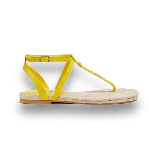 JACK ROGERS Yellow Thong Ankle Strap Sandals  woven Jute Footbed NWT BOX 6.5M - Picture 5 of 15